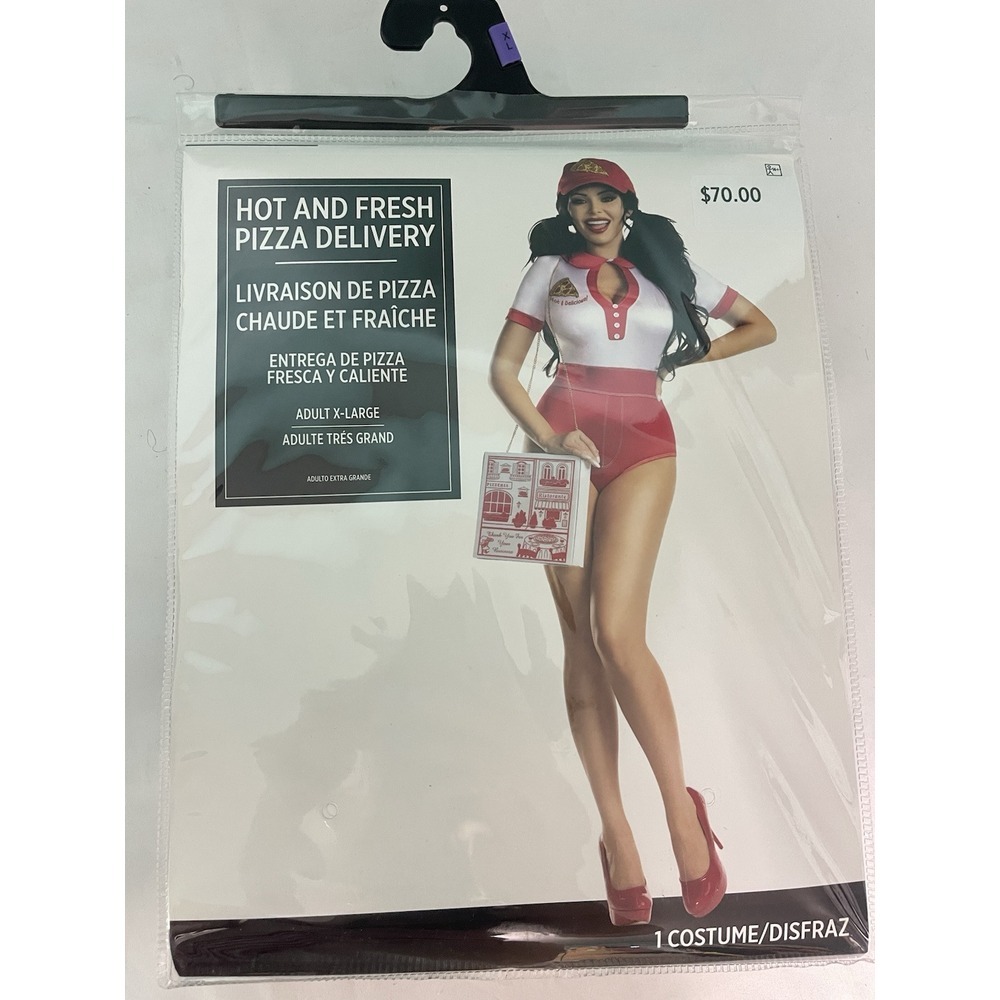 Hot And Fresh Sexy Pizza‎ Delivery Cosplay Costume w/ Hat & Bag Size XL